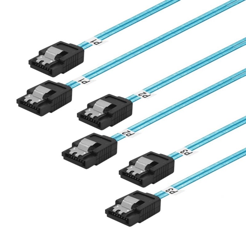 ADCAUDX Thin SATA-III Cable:12 Inches,3 Pack Flexible Straight SATA-Cable 6Gbps Data with Locking Latch for SSD, HDD, Hard Drives, Blue (0.3M) - Image 1